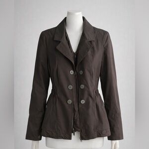 LAUREN VIDAL Brown Front Zip Jacket Women’s SIZE L Designer Double Breasted